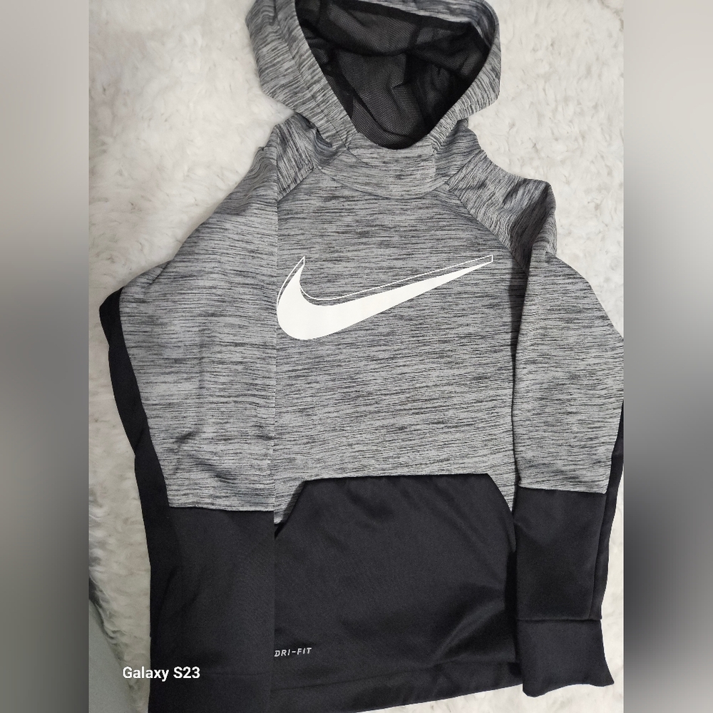 Nike Kids Black and Gray Dri-FIT Hoodie